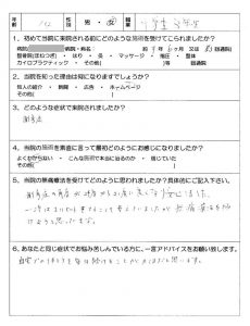 側弯症角度24度→20度に変化